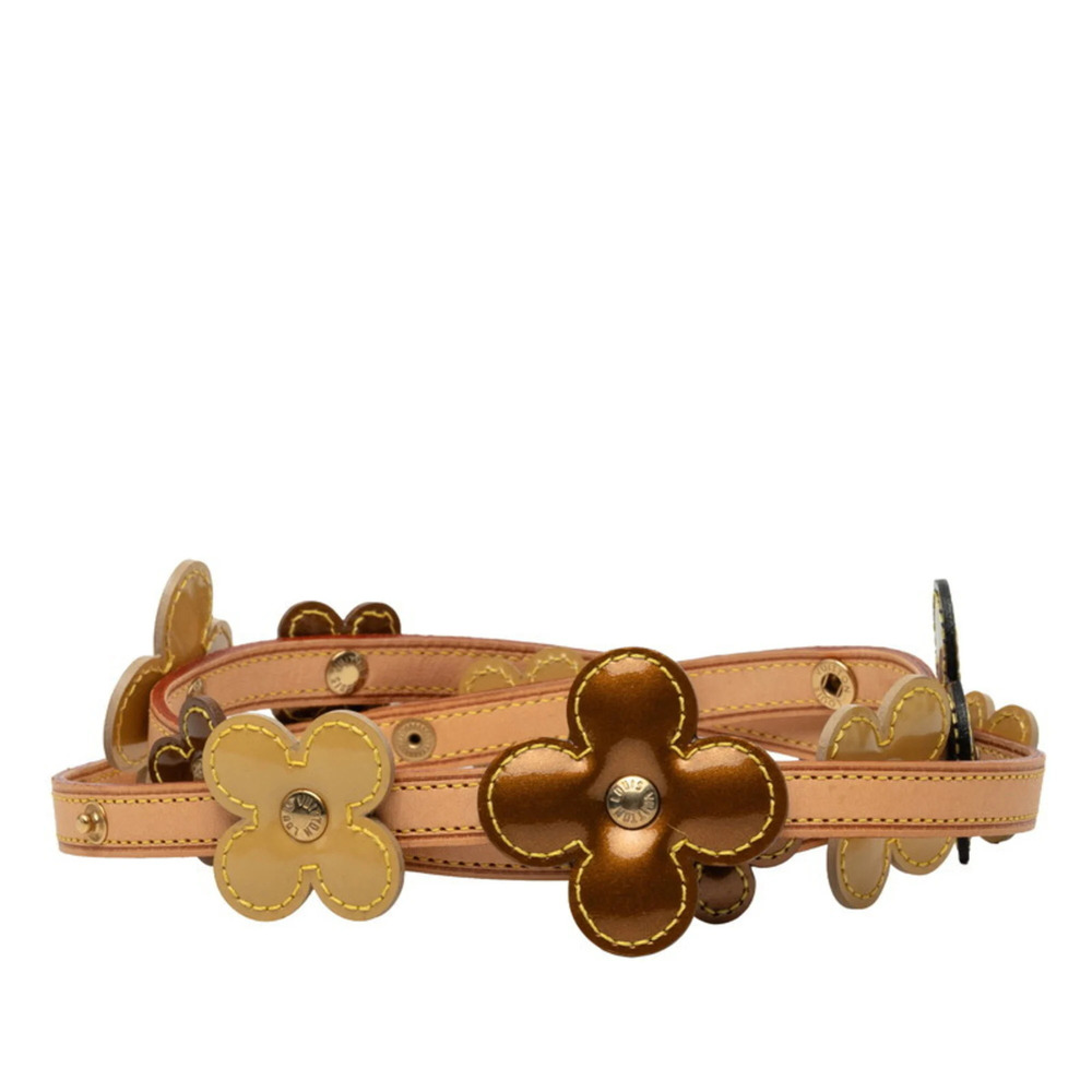 Louis Vuitton Ceinture Fleur Flower Motif Leather Belt M92256 Beige Enamel Wo...